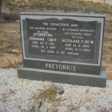 PRETORIUS Nicolaas F. De W. 1902-1986 &amp; Gysbertha Johanna SMIT 1921-1997