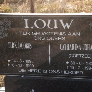 LOUW Dirk Jacobus 1898-1999 &amp; Catharina Johanna COETZEE 1903-1994