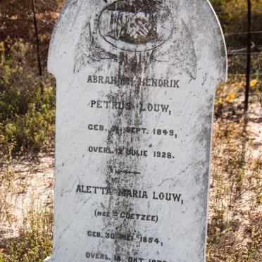 LOUW Abraham Hendrik Petrus 1849-1928 &amp; Aletta Maria COETZEE 1854-1930