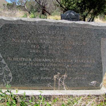 HANEKOM Nicolaas Andries 1852-1931 &amp; Albertha Johanna Helena KOEGELENBERG 1859-1951