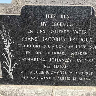 TREDOUX Frans Jacobus 1910-1961 & Catharina Johanna Jacoba MARAIS 1912-1982