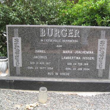 BURGER Daniel Jacobus 1917-1994 &amp; Maria Joachemina Lambertina VISSER 1918-2004