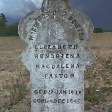 PAXTON Elizabeth Hendriena Magdalena 1926-1945