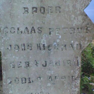 HICKMAN Nicolaas Petrus John 1911-1938