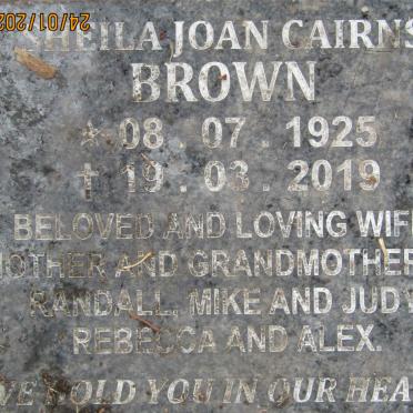 BROWN Sheila Joan Cairns 1925-2019