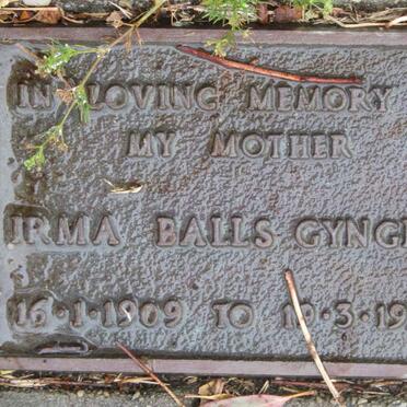 GYNGELL Irma Balls 1909-1999