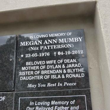MUMBY Megan Ann nee PATTERSON 1976-2012