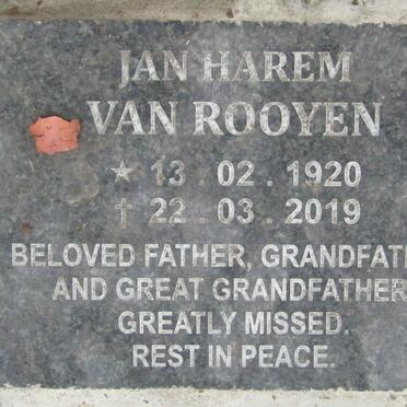ROOYEN Jan Harem, van 1920-2019