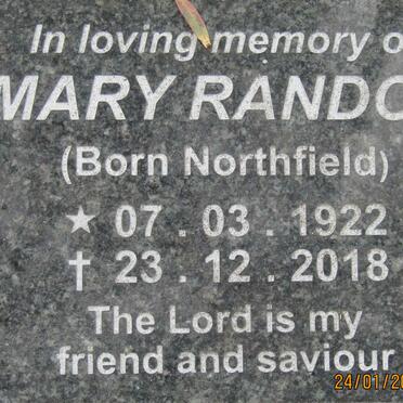 RANDON Mary nee NORTHFIELD 1922-2018