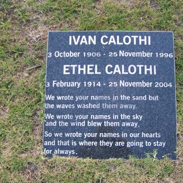 CALOTHI Ivan 1906-1996 &amp; Ethel 1914-2004