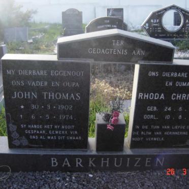 BARKHUIZEN John Thomas 1902-1974 &amp; Rhoda Christina 1923-1994
