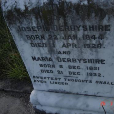 DERBYSHIRE Joseph 1844-1928 &amp; Maria 1851-1932