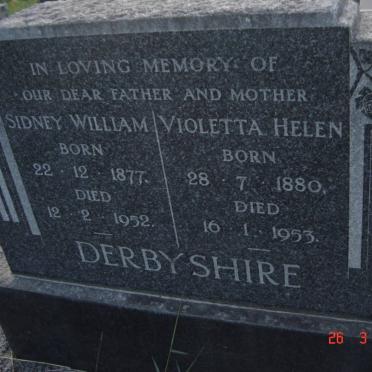 DERBYSHIRE Sidney William 1877-1952 &amp; Violetta Helen 1880-1953