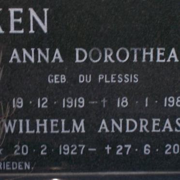 KERSKEN  Wilhelm Andreas 1927-2003 &amp; Anna Dorothea  DU PLESSIS 1919-1984