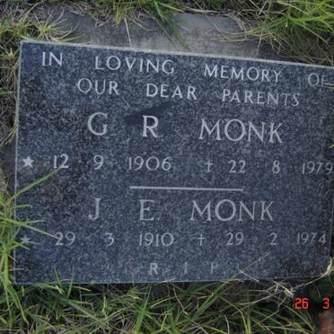 MONK G.R. 1906-1979 &amp; J.E. 1910-1974