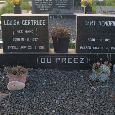 PREEZ Gert Hendrik, du 1893-1975 &amp; Louisa Gertrude HAND 1897-1961