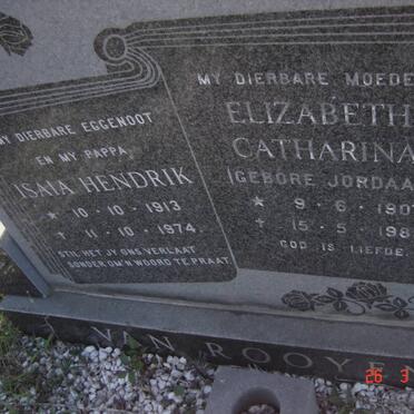 ROOYEN Isaia, van 1913-1974 &amp; Elizabeth Catharina JORDAAN 1907-1983