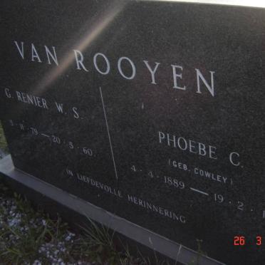 ROOYEN Renier W.S., van 1879-1960 &amp; Phoebe COWLEY 1889-1979