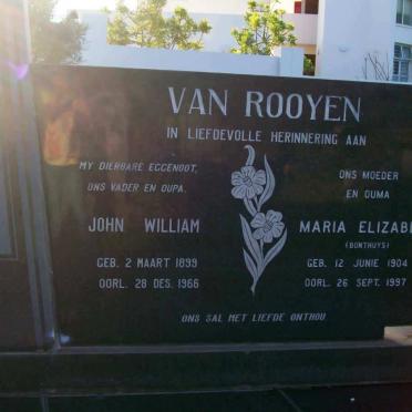 ROOYEN John William, van 1899-1966 &amp; Maria Elizabeth BONTHUYS 1904-1997