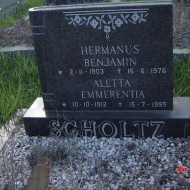 SCHOLTZ Hermanus Benjamin 1903-1976 &amp; Aletta Emmerentia 1912-1995