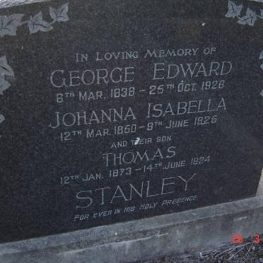 STANLEY George Edward 1838-1926 &amp; Johanna Isabella 1850-1925
