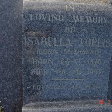 TOPLIS Isabella nee CUTHBERT 1876-1957