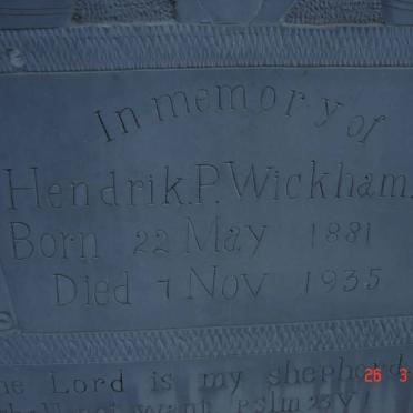 WICKHAM Hendrik P. 1881-1935