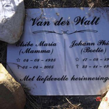 WALT  Elsibe Maria, van der 1925-2005 :: VAN DER WALT Johann Philip 1950-1997
