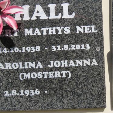 HALL Gert Mathys Nel 1938-2013 &amp; Carolina Johanna MOSTERT 1936-