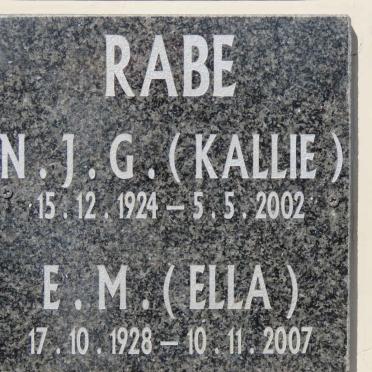RABE N.J.G. 1924-2002 &amp; E.M. 1928-2007