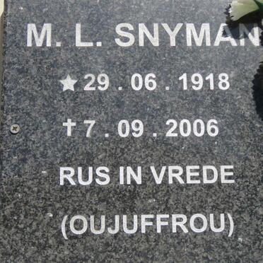 SNYMAN M.L. 1918-2006