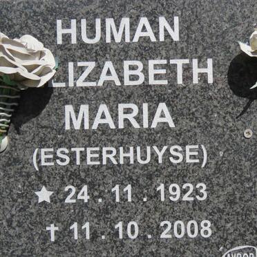 HUMAN Elizabeth Maria nee WSTERHUYSE 1923-2008
