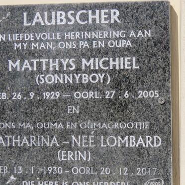 LAUBSCHER Matthys Michiel 1929-2005 &amp; Catharina LOMBARD 1930-2017