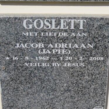 GOSLETT Jacob Adriaan 1962-2008