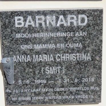 BARNARD Anna Maria Christina nee SMIT 1946-2015