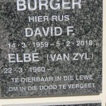 BURGER David F. 1959-2018 &amp; Elbé VAN ZYL 1960-
