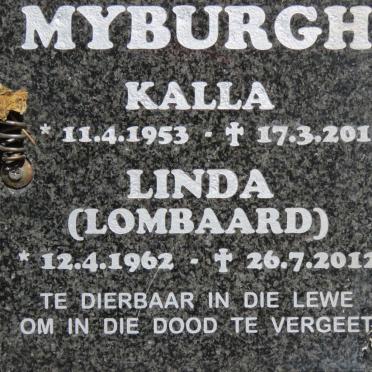 MYBURGH Kalla 1953-2016 &amp; Linda LOMBAARD 1962-2012