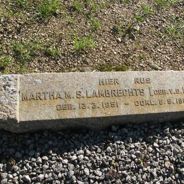 LAMBRECHTS Martha M.S. nee V.D. MERWE 1851-1926