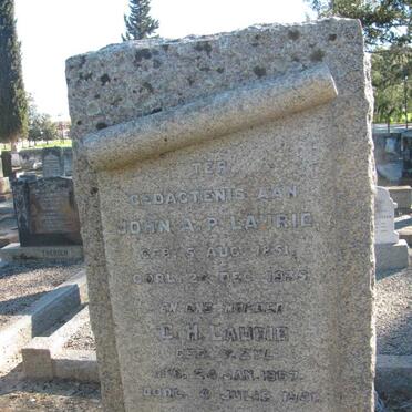 LAURIE John A.P. 1851-1935 &amp; C.H. V. ZYL 18?7-1941