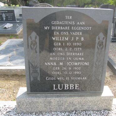 LUBBE Willem J.P.B. 1890-1973 &amp; Anna M. nee COMPION 1902-1990