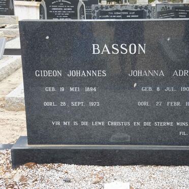 BASSON Gideon Johannes 1894-1973 &amp; Johanna Adriana 1903-1978