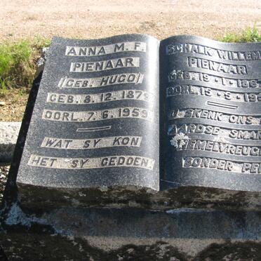 PIENAAR Schalk Willem 1867-1951 &amp; Anna M.F. HUGO 1879-1959