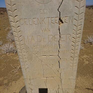 Western Cape, PRINCE ALBERT district, Prince Albert, Rietfontein 95, De Beer gedenksteen