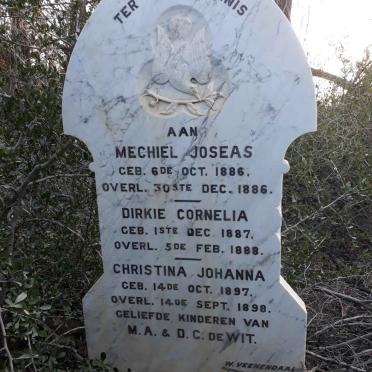 WIT Mechiel Joseas, de 1886-1886 :: DE WIT Dirkie Cornelia 1887-1888 :: DE WIT Christina Johanna 1897-1898