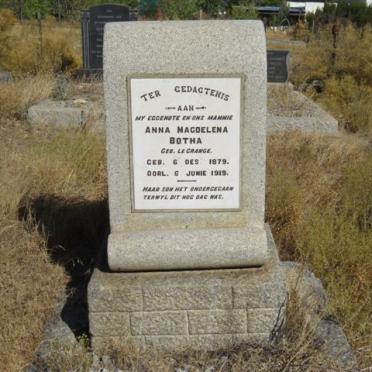 BOTHA Anna Magdelena nee LE GRANGE 1879-1919