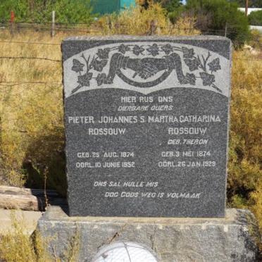 ROSSOUW Pieter Johannes S. 1874-1952 &amp; Martha Catharina THERON 1874-1929