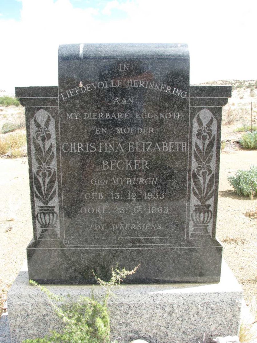 BECKER Christina Elizabeth nee MYBURGH 1933-1963