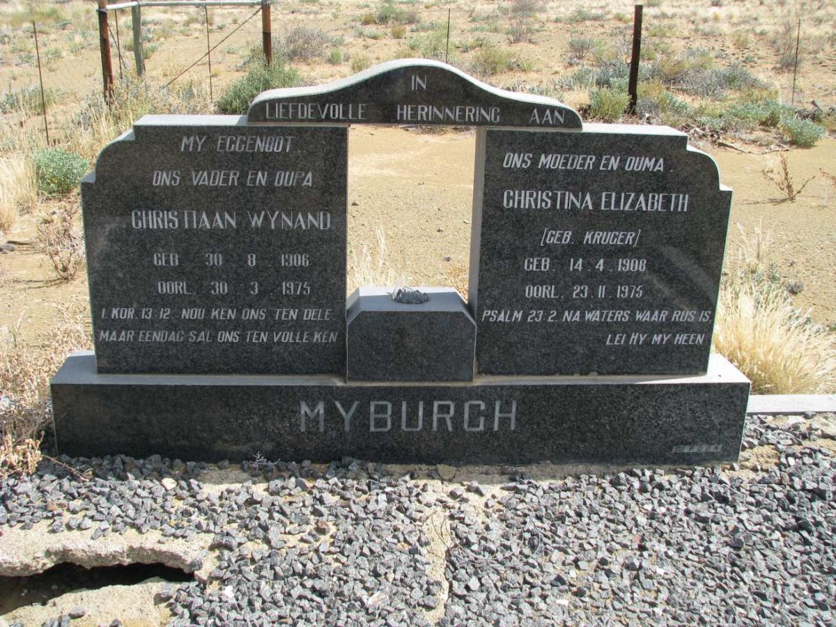 MYBURGH Christiaan Wynand 1906-1975 &amp; Christina Elizabeth KRUGER 1908-1975