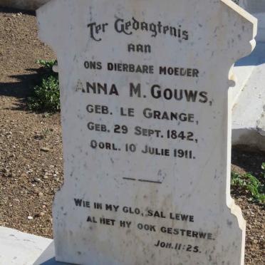 GOUWS Anna M. nee LE GRANGE 1842-1911