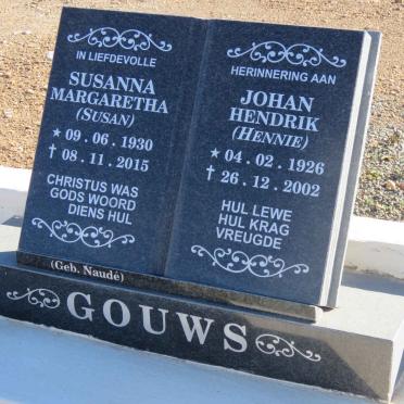 GOUWS Johan Hendrik 1926-2002 &amp; Susanna Margaretha NAUDÉ 1930-2015